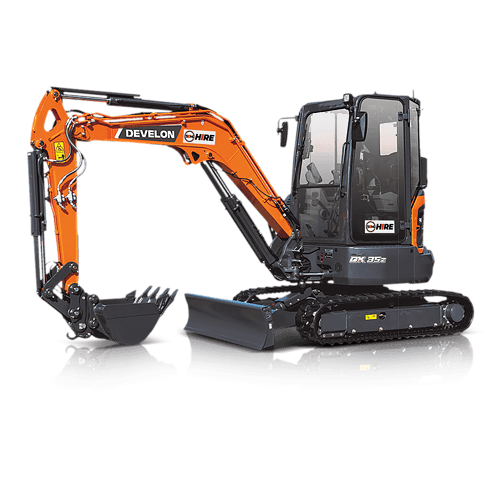 Compact mini excavator with hydraulic arm, perfect for construction and landscaping projects. Available for hire in Australia. Focused on quality, reliability, and customer service.