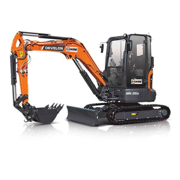 Compact mini excavator with hydraulic arm, perfect for construction and landscaping projects. Available for hire in Australia. Focused on quality, reliability, and customer service.