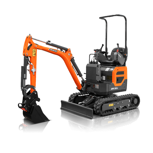Compact Develon DX42-7 mini excavator suitable for construction and landscaping projects. Perfect for dry hire, featuring easy operation and versatile digging capabilities.